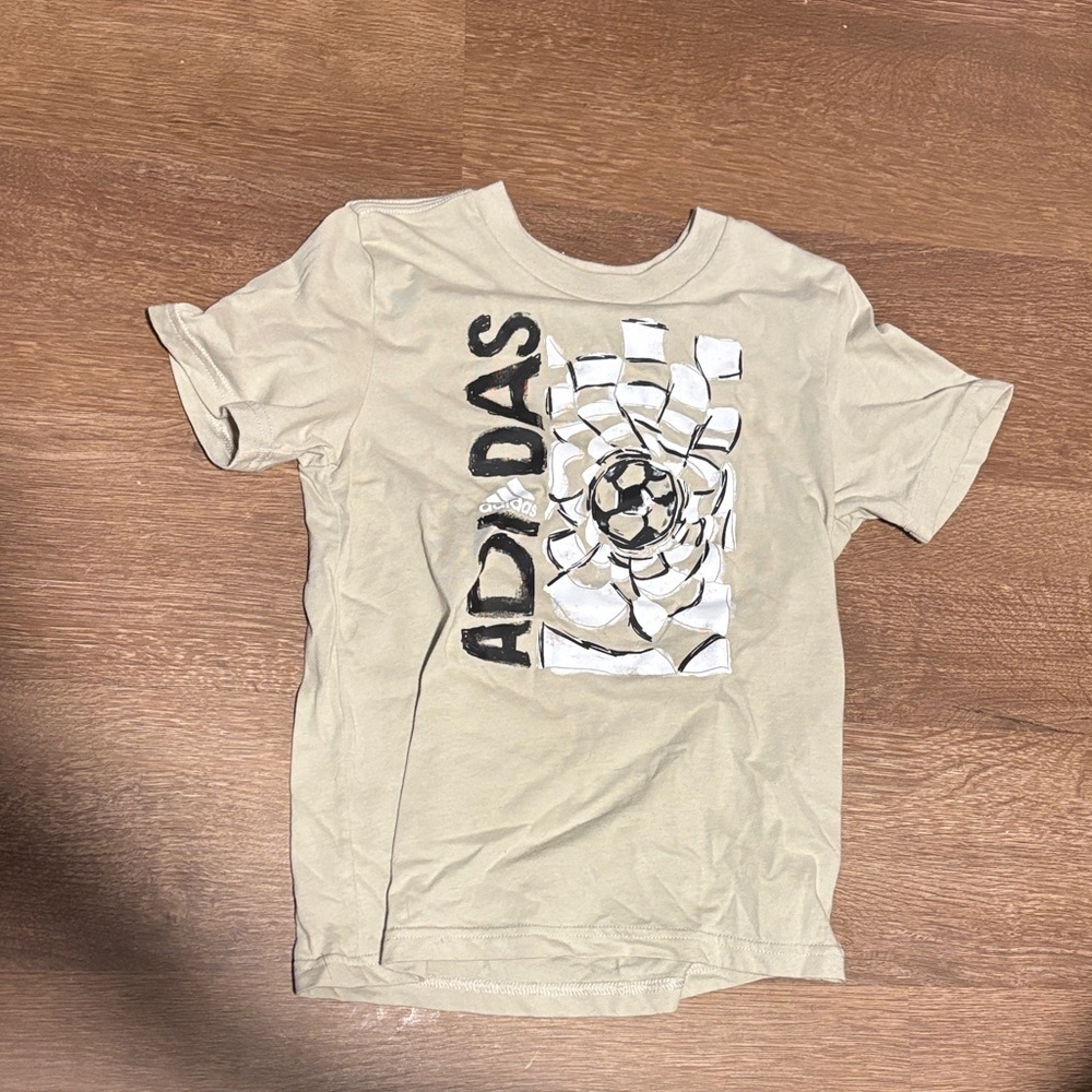 Adidas Kids Tan Graphic Soccer Tee